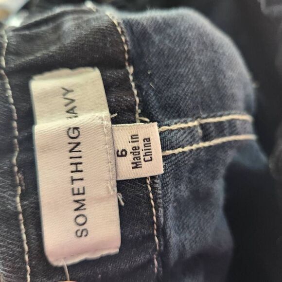 Something Navy Paperbag Waistbag Straight Leg High Rise Denim Jeans Black Size 6 - Picture 12 of 12